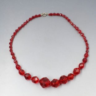 Czech Red Glass Bead Necklace