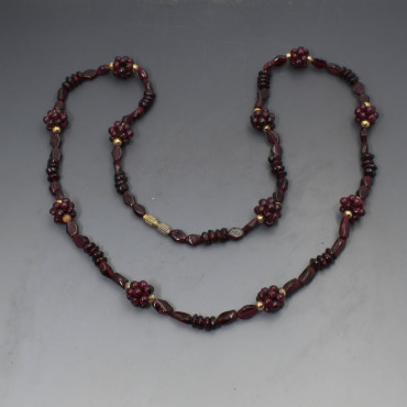 Garnet Beads Cluster Necklace