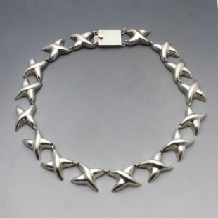 Chunky Silver Mexico Modernist Necklace