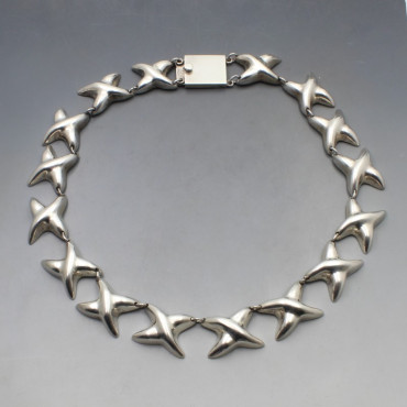Chunky Silver Mexico Modernist Necklace