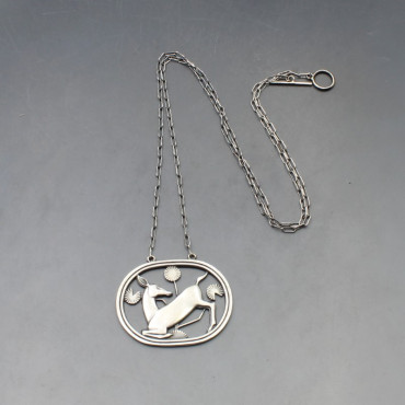 Georg Jensen Sterling Silver Kneeling Deer Pendant