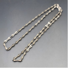 Long Silver Bow Chain Necklace