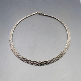 Silver Fringe Collar Necklace 