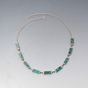 Malachite and Sterling Silver Bar Necklace