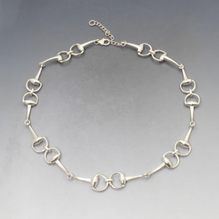 Decorative Silver Bar Link Necklace