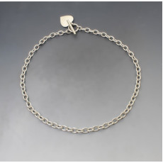 Silver Heart Oval Chain Necklace