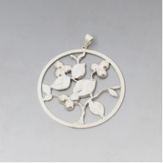 Large 830 Silver Scandinavian Floral Pendant