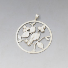 Large 830 Silver Scandinavian Floral Pendant