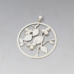 Large 830 Silver Scandinavian Floral Pendant