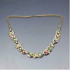 Crystal and Light Gold Costume Necklace