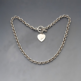 Silver 16 Inch Chain Necklace with Hearts