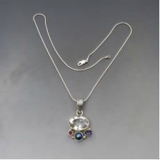 Silver, Crystal, and Multi Gem Pendant
