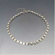 Designer AHJ Silver Squares Necklace