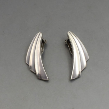 NE From Art Deco Silver Earrings