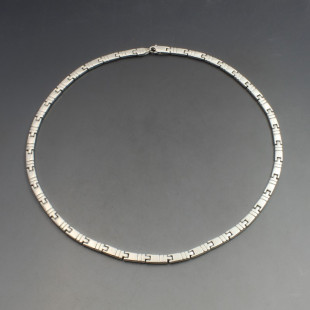 Designer Flat Silver Link Necklace