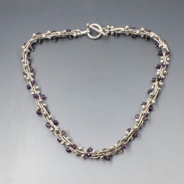 Hiho Silver Amethyst and Silver Chain Necklace