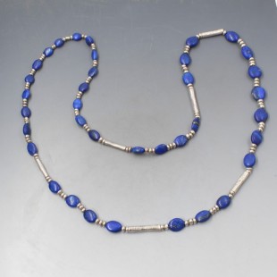 Silver and Lapis Lazuli Bead Necklace