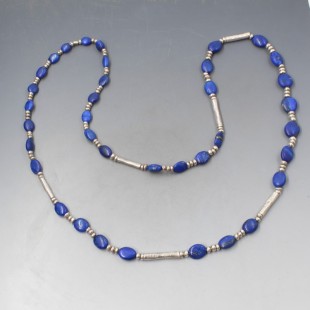 Silver and Lapis Lazuli Bead Necklace