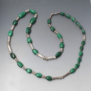 Malachite and Silver Bead Necklace
