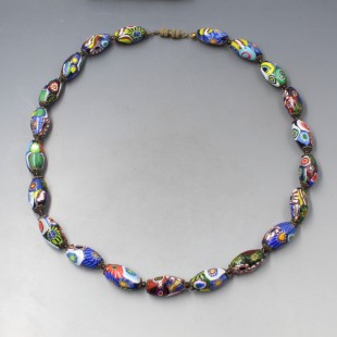 Venetian Millefiori Bead Necklace 18.5 Inches 