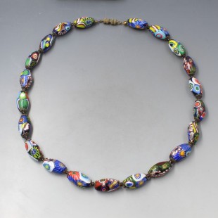 Venetian Millefiori Bead Necklace 18.5 Inches 