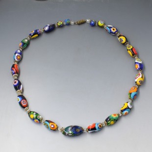 Venetian Millefiori Bead Necklace 18.5 Inches 