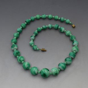 Green Venetian Marbled Glass Beads