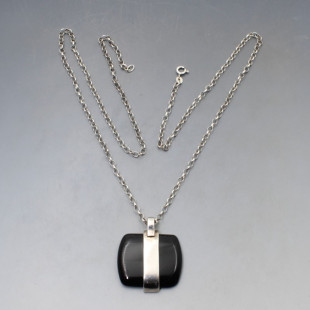 Black Onyx and Sterling Silver Pendant