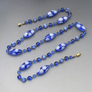 Venetian Blue Millefiori Bead Necklace