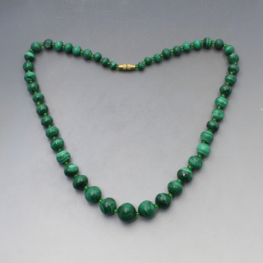 Malachite Bead Necklace - 19 Inches