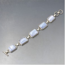 Blue Lace Agate Silver Bracelet