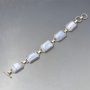 Blue Lace Agate Silver Bracelet