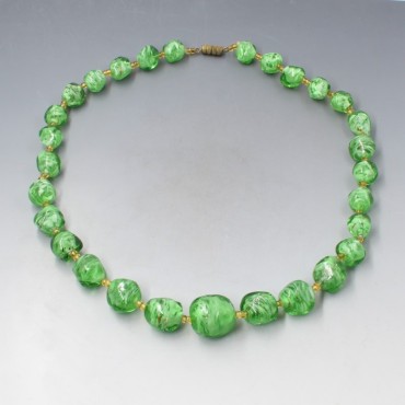 Green Venetian Glass Bead Necklace