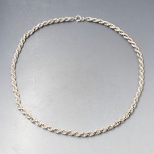 Vintage Silver Rope Chain Necklace 18 Inches