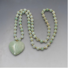 Aventurine Beads necklace with Heart Pendant