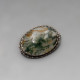 Moss Agate and Sterling Silver Brooch