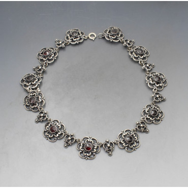 Garnet and Sterling Silver Necklace