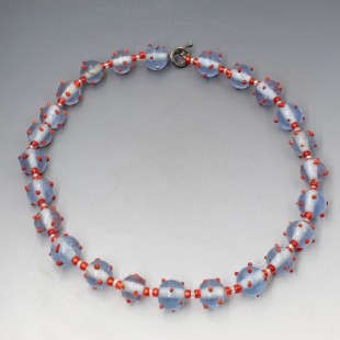 Blue Lampwork Glass Beads Necklace