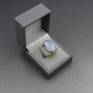 Chunky Blue Moonstone and Silver Ring