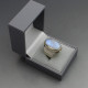 Chunky Blue Moonstone and Silver Ring Size M