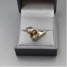 Designer Smokey Quartz and Silver Ring