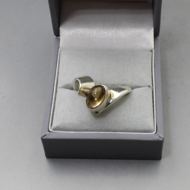 Designer Smokey Quartz and Silver Ring