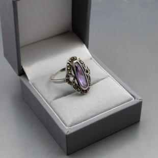 Oval Amethyst and Silver Ring