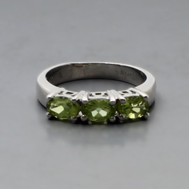 Green Amethyst Silver Ring Size P