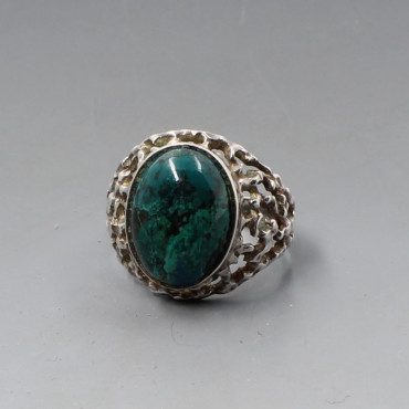 Malachite Sterling Silver Ring Size R