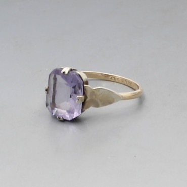 Art Deco Style Amethyst and Silver Ring