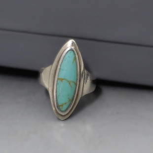 Turquoise and Silver Eclipse Ring