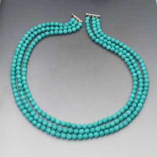 Triple Strand Turquoise Beads Necklace