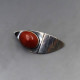 Red Jasper and Silver Modernist Brooch