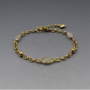 Moonstone and Gold Vermeil Bead Bracelet
